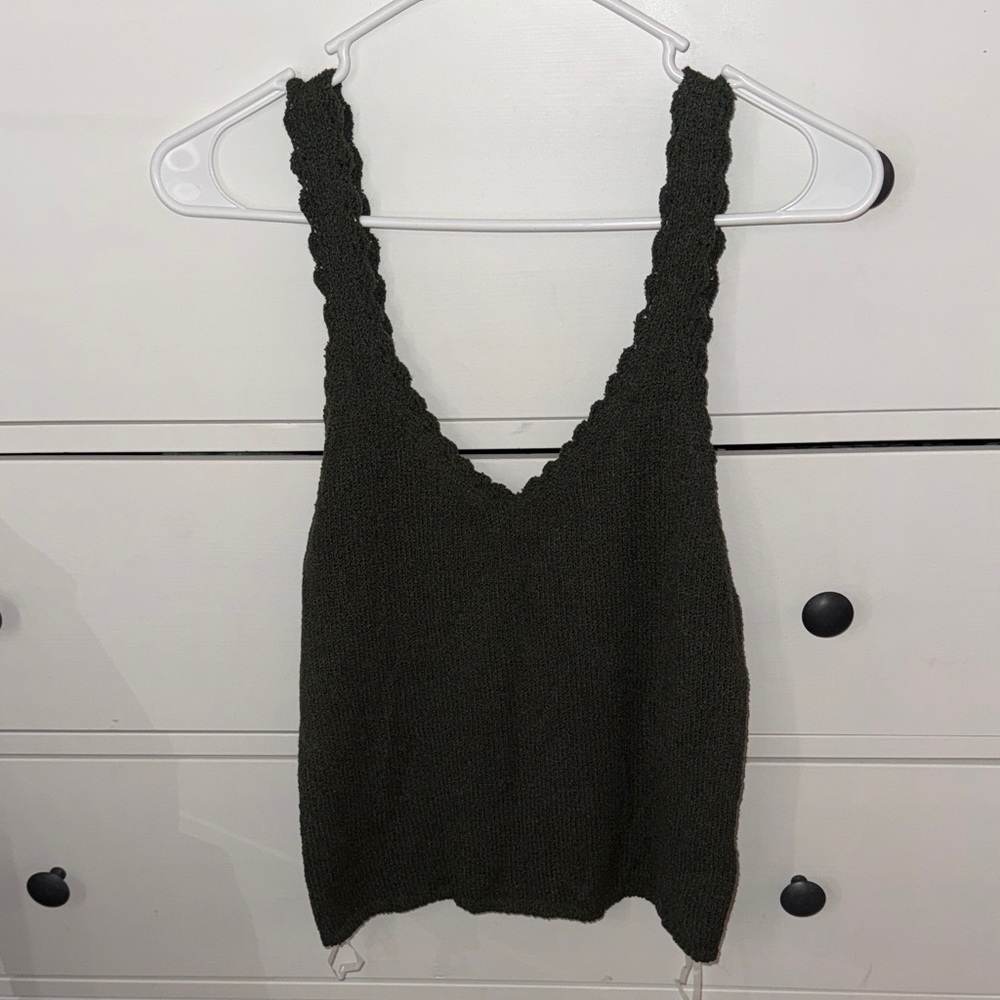 Blue Rain Dark Green Knit Tank Top